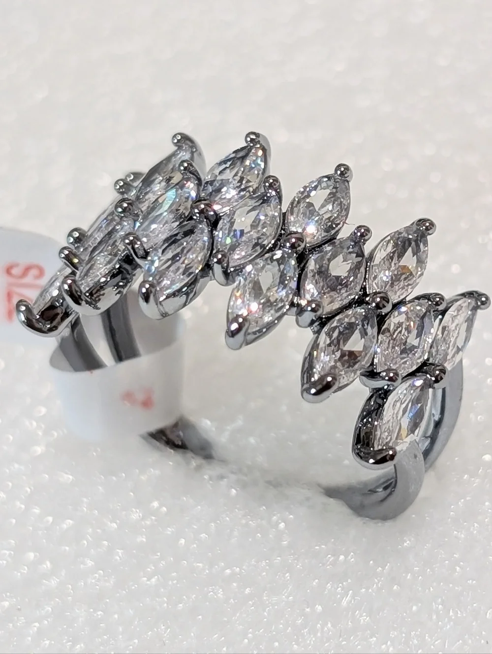 NWT Bomb Party Elegant Marquis Cut Cubic Zirconia Hematite Plated Size 10 Ring